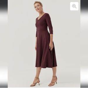 NWT Pact | Fit and Flare Midi Dress Raisin